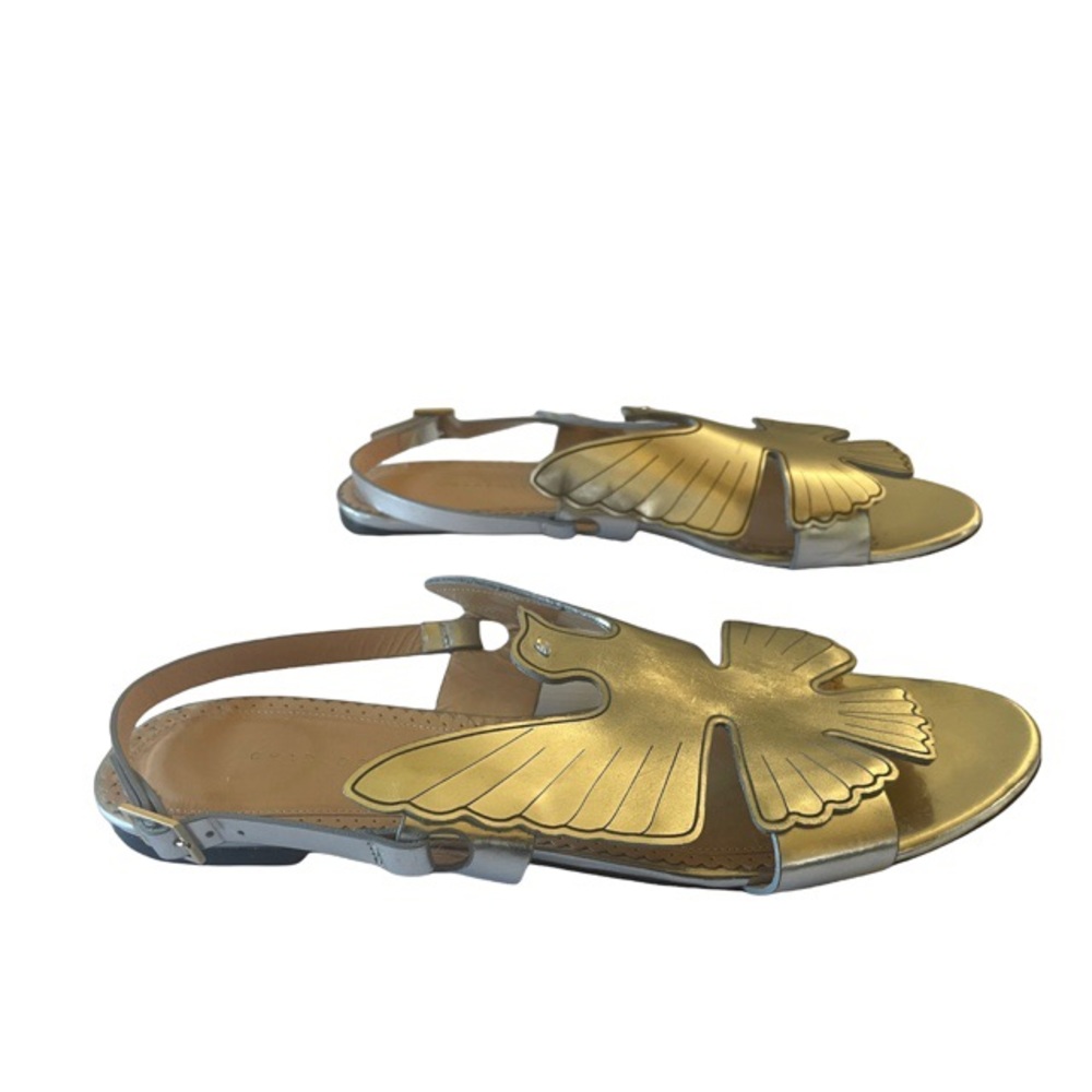 Charlotte Olympia High Spirit RARE Eagle Silver Flats Size 10.5 - Picture 2 of 7
